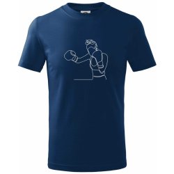 Žena boxerka jedním tahem tričko dětské bavlněné Půlnoční modrá