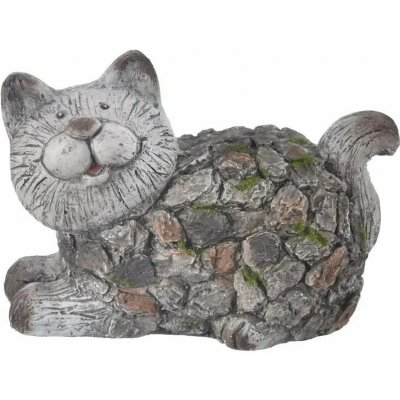 INDECOR Ebi Kočka 28 x 19 x 19 cm, keramika, vzor kámen INDECOR X14118 – Sleviste.cz