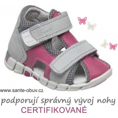 Santé sandálky N/810/401/S15/S45 šedo-růžová