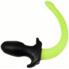 Anální kolík SquarePegToys Happy Puppy Tail Glow Lime Medium