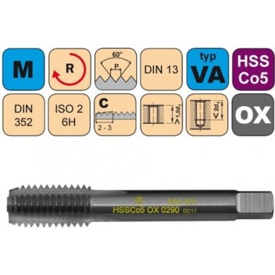 NÁSTROJE CZ Sadový závitník /CZZ0290/ M6x1 ISO2 HSSCo5 OX DIN 352 Závit: M6-SD celá sada – Zboží Mobilmania