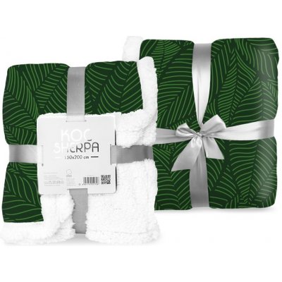 FARO Fleece deka s beránkem listy zelená – Zboží Mobilmania