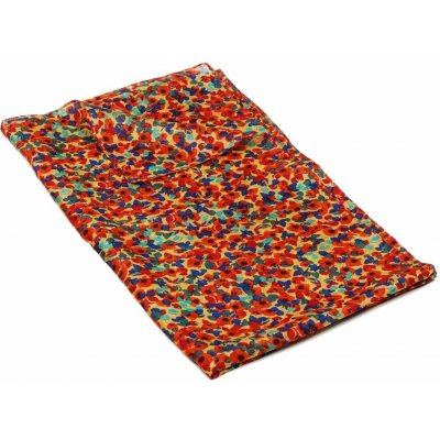 Hedvábná šála s potiskem tmavě žluto tmavě oranžovo červená – Zboží Dáma