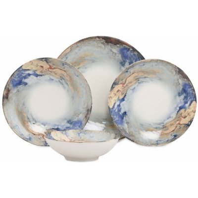 Hermia Porcelánová sada talířů BlueEarth bílá modrá 24 ks – Sleviste.cz