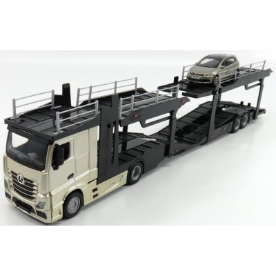 Bburago Mercedes benz Actros 2 2545 Truck Car Transporter 2016 With Volkswagen Polo Gti Zlatá Met Černá Šedá Met 1:43 – Zbozi.Blesk.cz