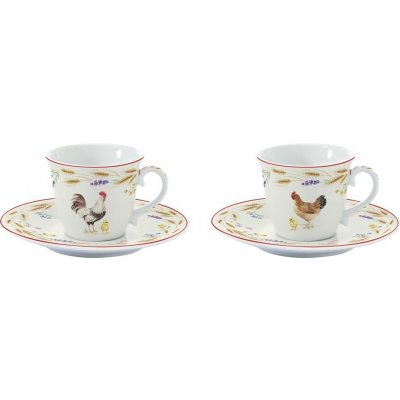 Easy Life Porcelánová 2 šálků s podšálek na espresso Country Life v dárkovém balení 80 ml – Zbozi.Blesk.cz