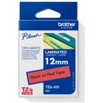 Brother TZE-431, černý tisk červený podklad 8 m x 12 mm – Zboží Dáma