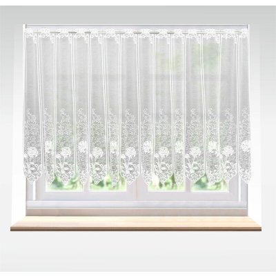 Záclona žakárová, Růžena vitrážka metráž, bílá 50 cm – Zboží Mobilmania