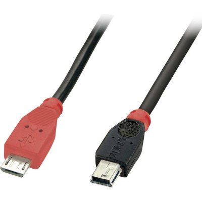 Lindy 31717 USB, USB 2.0 USB Micro-B zástrčka, USB Mini-B zástrčka, 0,5m, černý – Zboží Mobilmania