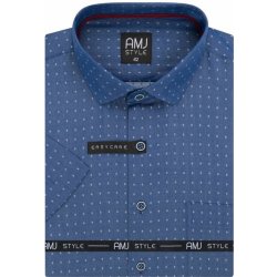AMJ Comfort fit košile s krátkým rukávem modrá se vzorem