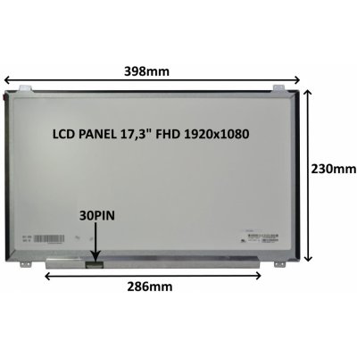 LCD PANEL 17,3" FHD 1920x1080 30PIN MATNÝ IPS / ÚCHYTY NAHOŘE A DOLE – Zboží Mobilmania