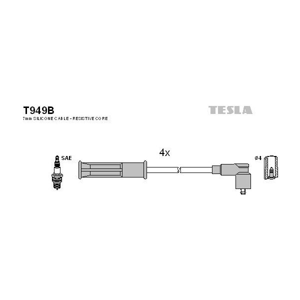 Zapalovací cívky Sada kabelů pro zapalování TESLA T949B