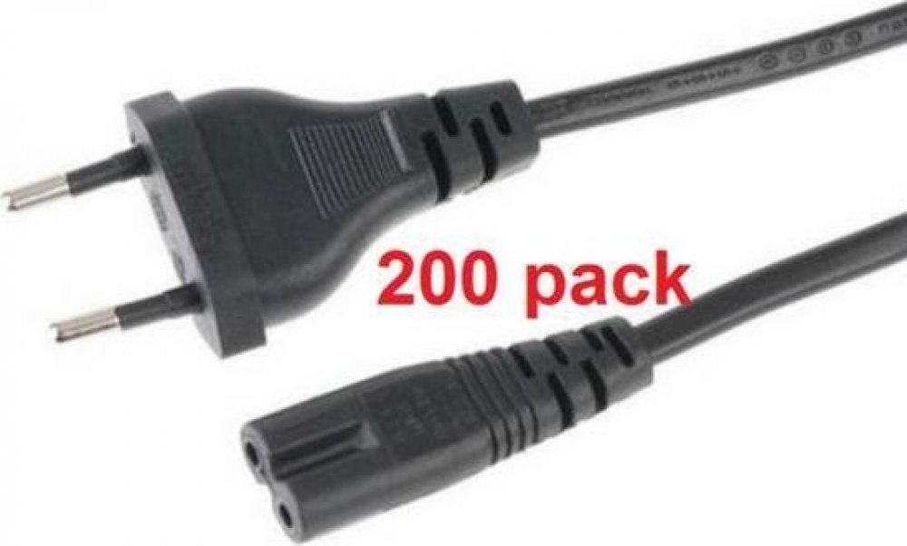 ANPIX GEMBIRD FLEXO (200 pack) Eurokabel napájecí síťový dvoužilový 230V s  vidlicí (Schuko CEE7/16) 1.8m na IEC C7 (2-pin, tzv. osmička, Typ C) Euro  kabel černý, AG-PC-184/2/200 | Srovnanicen.cz