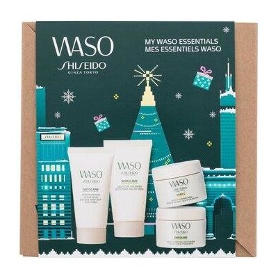 Shiseido Waso My Waso Essentials sada čisticí gel Shikulime Gel-To-Oil Cleanser 30 ml + hydratační krém Shikulime Mega Hydrating Moisturizer 15 ml + peelingová maska Satocane Pore Purifyting Scrub Mas – Zboží Mobilmania