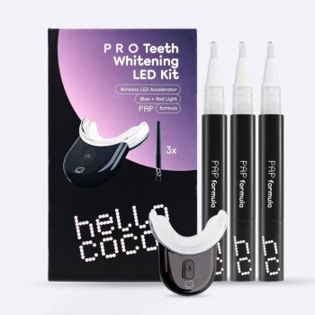 Hello Coco PAP Pro Hello Coco Whitening Pen filled with PAP gel bělicí pero 3 ks + Hello Coco Wireless LED Accelerator with USB Charger bezdrátový LED akcelerátor na bělení 1 ks + Hello Coco Travel Ca