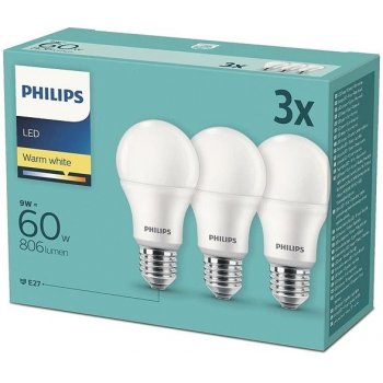 Philips LED 9-60W, E27 2700K, 3ks 929001913194