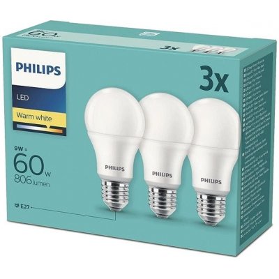 Philips LED 9-60W, E27 2700K, 3ks 929001913194 – Hledejceny.cz