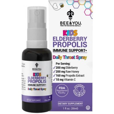 Bee&You Kids Propolisový sprej do krku s černým bezem, jahodami a vitamínem C 30 ml – Zboží Mobilmania