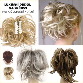 Luxusní drdol na skřipci - příčesek #27/613 - medová blond/plavá blond