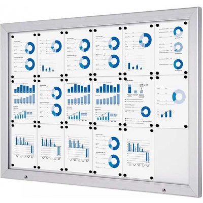 A-Z Reklama CZ Uzamykatelná vitrína do krytého venkovní prostředí Alpha pro prospekty 18 x A4 - Stříbrná – Zboží Živě