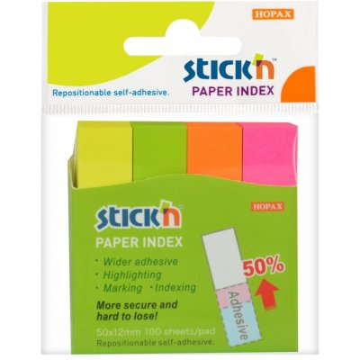 Záložky samolepicí Stick´n 12x50 mm, neonové (4x100 lístků) – Zboží Dáma