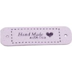 Pro Háčkování Hand Made koženková cedulka se srdíčkem 15x55 mm světle fialová – Zboží Dáma