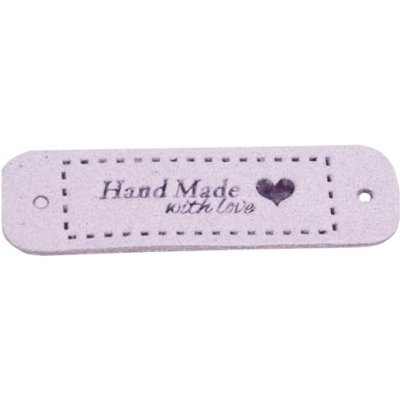 Pro Háčkování Hand Made koženková cedulka se srdíčkem 15x55 mm světle fialová – Zboží Dáma