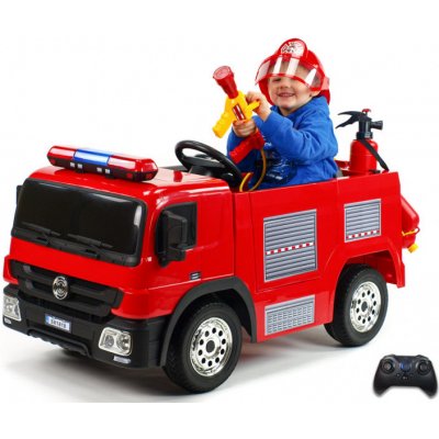 Daimex elektrické hasičské auto s funkční požární soupravou a Led osvětlením červená