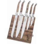 Style de Vie Laguiole Luxury SDV 301104 sada nožů rukojeť olivové dřevo a magnetický stojan z akátového dřeva – Zboží Mobilmania