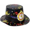 Dětský kostým RAPPA Papírový klobouk černý HAPPY NEW YEAR 12 ks box