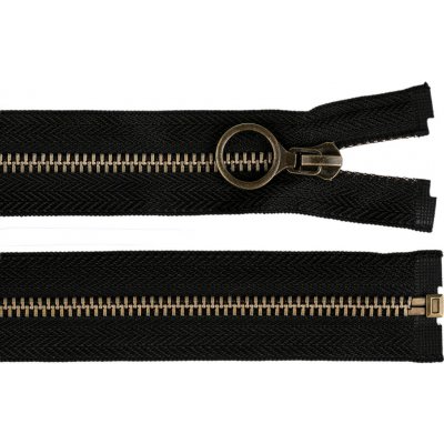 Prima-obchod Kovový zip No 5 délka 70 cm s ozdobným jezdcem, barva 2 černá staromosaz – Hledejceny.cz