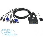 Aten CS-22U Datový přepínač 2-port KVM USB mini, 1m kabely, DO – Zboží Živě