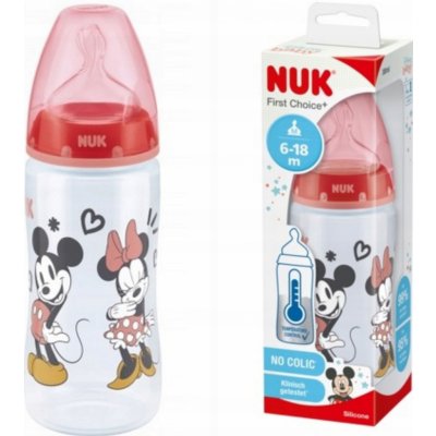 Nuk kojenecká láhev na učení Disney Mickey s kontrolou teploty šedá 300 ml