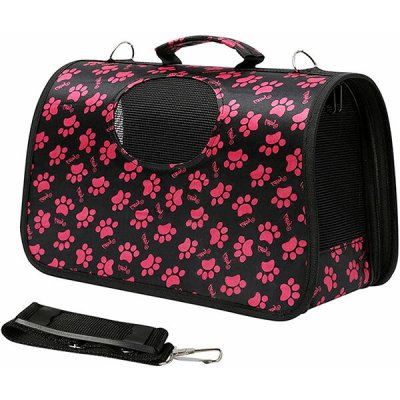 animALL Taška black with pink paws S 34 x 18 x 24 cm – Zboží Mobilmania