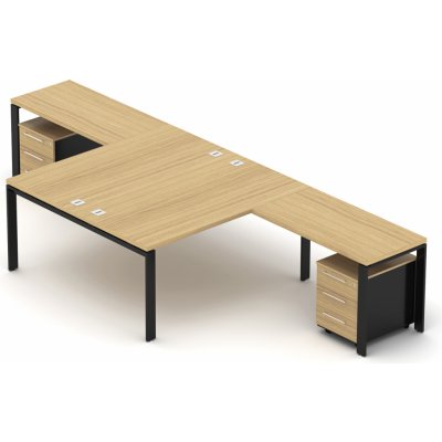 Nábytek Designový cz DEBZ31U Kancelářská sestava EPIC Z31 U pro dvě osoby dub černá – Zboží Dáma