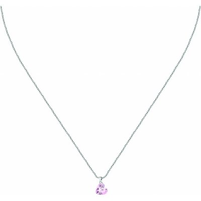 La Petite Story Něžný stříbrný náhrdelník s růžovým srdíčkem LPS10AWV33 – Zboží Mobilmania