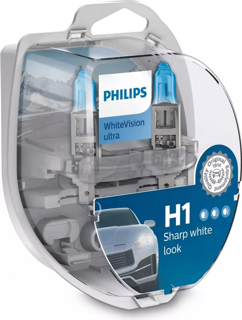 1x Bombilla H1 Philips WhiteVision Ultra +60% 55W 12V P14.5S - 12258WVUB1 -  France-Xenon