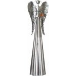 Lepaso Plechový anděl s kalíškem na svíčku, stříbrný 100 cm (115352 015 BNM-0036 anděl S-sv. 98,5cm) – Zboží Mobilmania