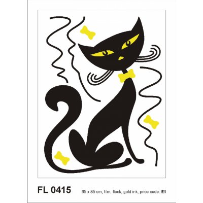 AG Design FL0415 Samolepicí velourová dekorace BLACK CAT BOY FLOCKED rozměry 65 x 85 cm