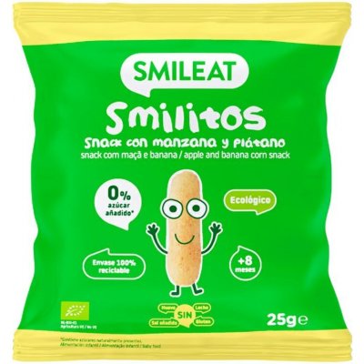 SMILEAT BIO kukuřičné křupky banán a jablko 25 g – Zboží Dáma