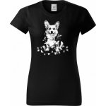 Corgi koleda, bílý potisk Dámské tričko Basic – Zboží Mobilmania