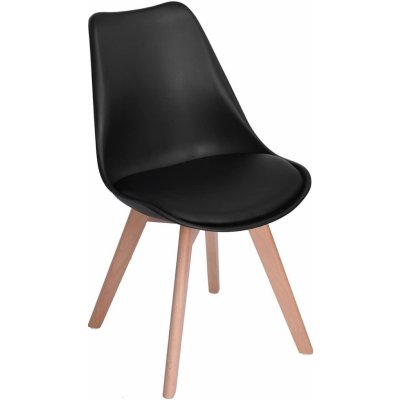 HJ_WeDoo 1er set Skandinávské kuchyňské židle Skořepinová židle retro design Čalouněná židle Plastové PP jídelní židle s masivní bukovou nohou 1er 2er 4er 6er set černý