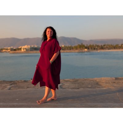 Nelly Mušelínové pončo dámské Vínová – Zboží Dáma