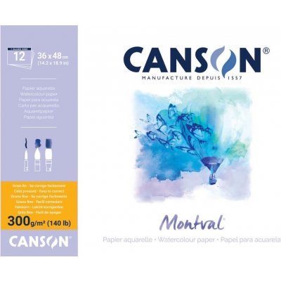 Akvarelový papír Canson Montval blok 36 x 48 cm, 300 g, 12 listů – Zboží Dáma