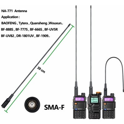 Anténa dualband Nagoya NA-771 38 cm SMA-F – Zbozi.Blesk.cz