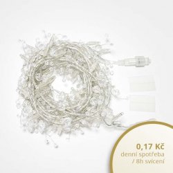 DECOLED Světelný řetěz s krystalky 8 m 80 ledově bílých diod Eco Fix