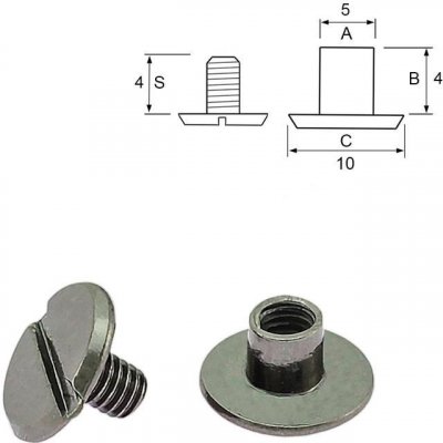Nýt šroubovací 4 mm, Ø 5 mm černý nikl Počet: 10 ks – Zbozi.Blesk.cz