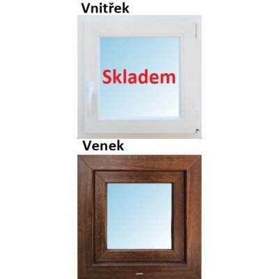 Soft plastové okno 40x40 cm Zlatý dub/Bílá, otevíravé, Pravé – Sleviste.cz
