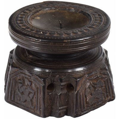 Sanu Babu Dřevěný svícen ze starého teakového sloupu, 12x12x9cm