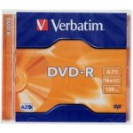 Verbatim DVD-R 4,7GB 16x, AZO, jewel, 1ks (43519) – Zboží Živě